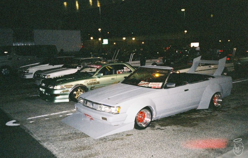 Film photo of kaido racers at a rest stop