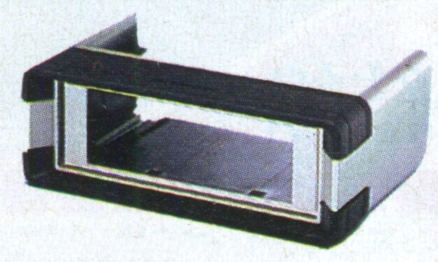 Image of a black and silver metal frame component, likely used in electronics or industrial applications.
