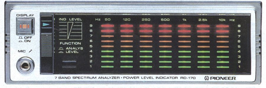 Vintage Pioneer RD-170 7-band spectrum analyzer and power level indicator with display and microphone input.