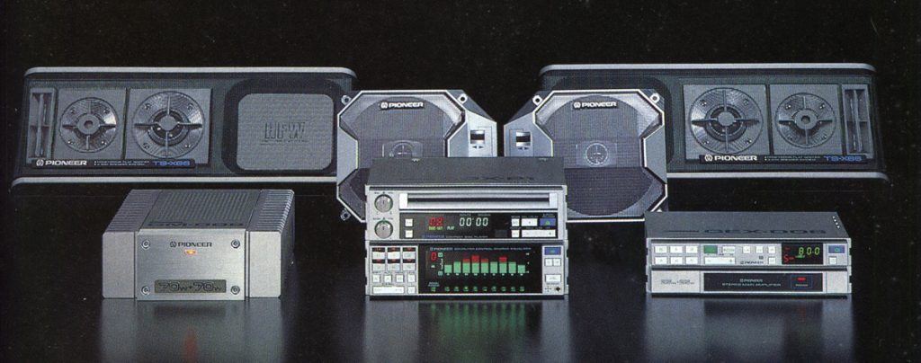 Pioneer vintage stereo system with amplifier, speakers, and tuner, showcasing classic design and old-school technology.