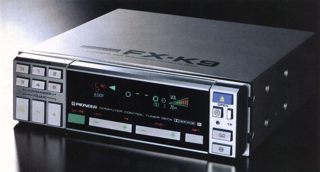 Vintage Pioneer FX-K9 Computer Control Tuner Deck with Japanese labels for high-end audio cassette playback and tuning.
