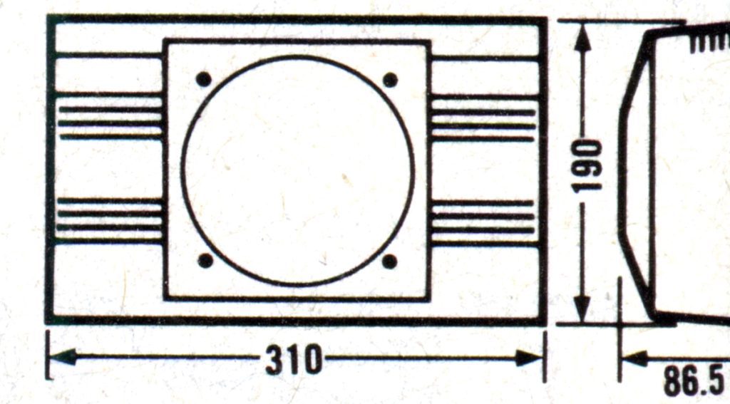 Technical drawing of a rectangular ventilation component. Dimensions: 310mm width, 190mm height, 86.5mm depth.
