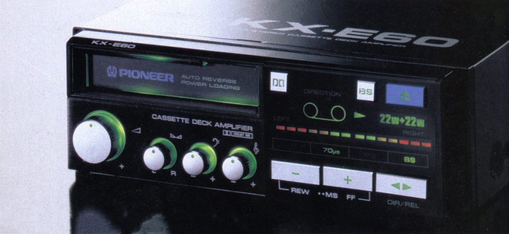 Vintage Pioneer KX-E60 cassette deck amplifier with auto-reverse, power loading, and Dolby B noise reduction.