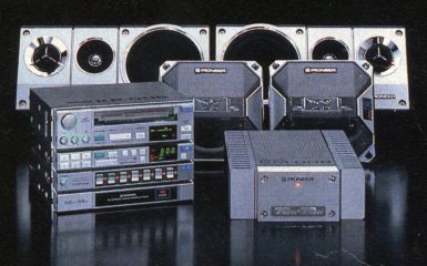 Vintage Pioneer car audio system including speakers, amplifiers, and stereo equipment. High-fidelity sound equipment.