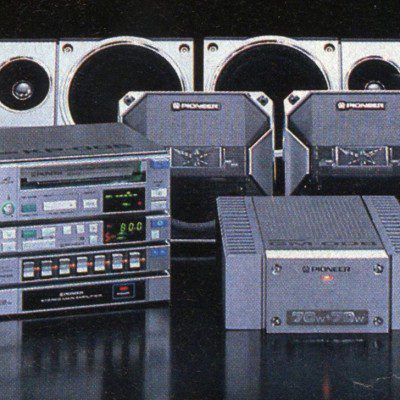 Vintage Pioneer car audio system including speakers, amplifiers, and stereo equipment. High-fidelity sound equipment.