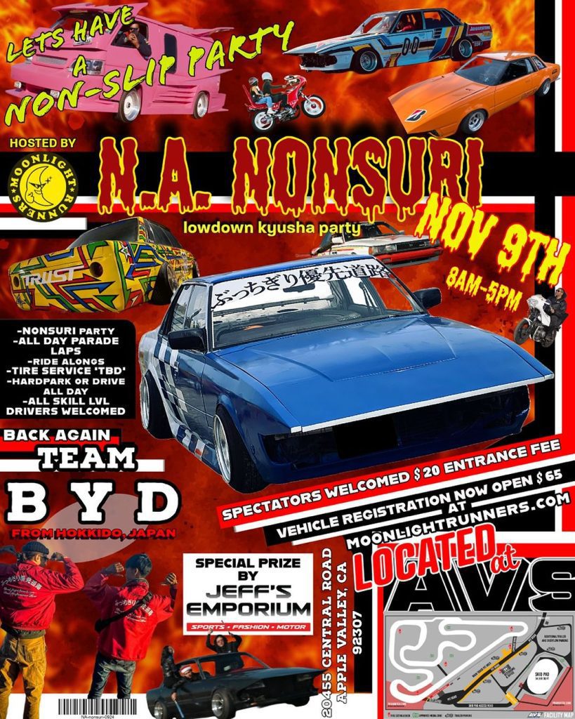 Join the N.A. Nonsuri lowdown kyusha party on Nov 9th, 8 AM-5 PM, at AVS, Apple Valley, CA. Spectators $20. Registrations open.