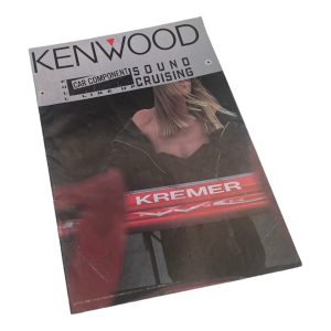Kenwood car components brochure featuring a woman and Kremer brand highlight.