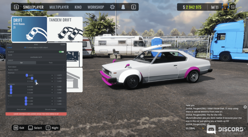 CarX Drift Racing 2 gameplay screen with car customization interface.