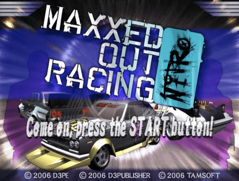 Maxxed Out Racing Nitro: Press Start, 2006 game cover with cars and dynamic graphics.